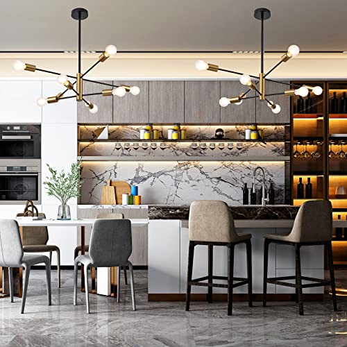 SineRise Modern Sputnik Black and Gold Chandelier