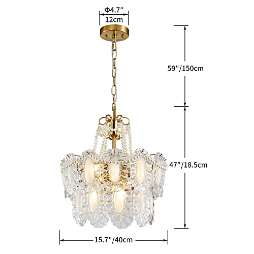 Saint Mossi Modern Chandelier with Patterned Glass Shades