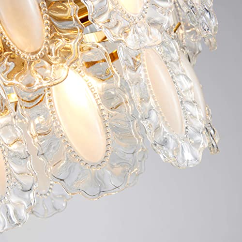 Saint Mossi Modern Chandelier with Patterned Glass Shades