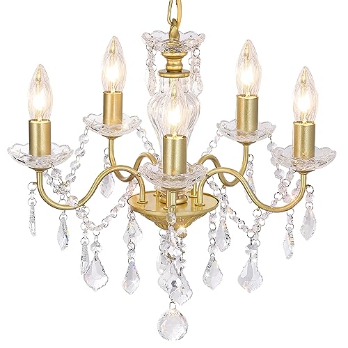Chanlited Modern 5-Light Gold Chandelier with Glass