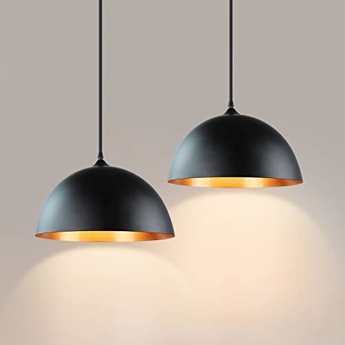 Industrial Pendant Lights, Adjustable Metal Hanging Lamp (2 Pack)
