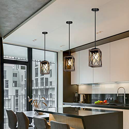 Wood Grain Finish Pendant Light Fixture, Adjustable 48