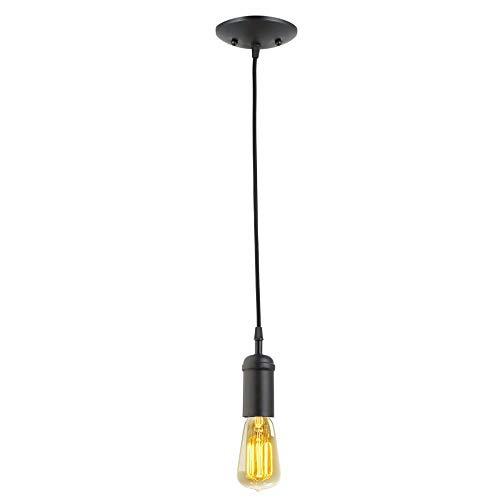 Matte Black Pendant Light with Fabric Cord