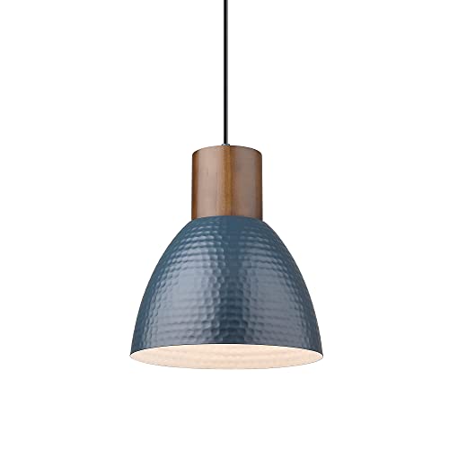 Blue Industrial Pendant Lights for Kitchen Island, Solid Wood