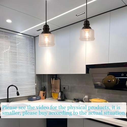 WILON Industrial Pendant Light, 4'' Black Seeded Glass