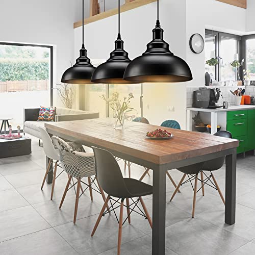Matte Black Industrial Farmhouse Pendant Light 2 Pack
