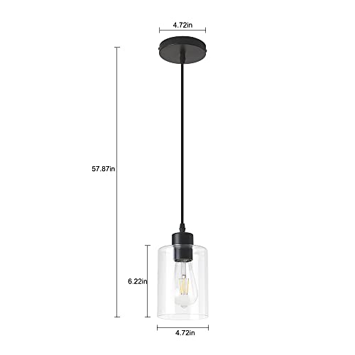 Black Farmhouse Clear Glass Cylinder Pendant Light - Kitchen Island
