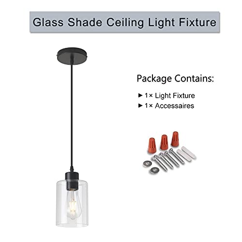 Black Farmhouse Clear Glass Cylinder Pendant Light - Kitchen Island