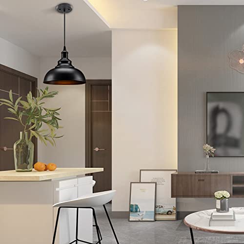 Matte Black Industrial Farmhouse Pendant Light 2 Pack
