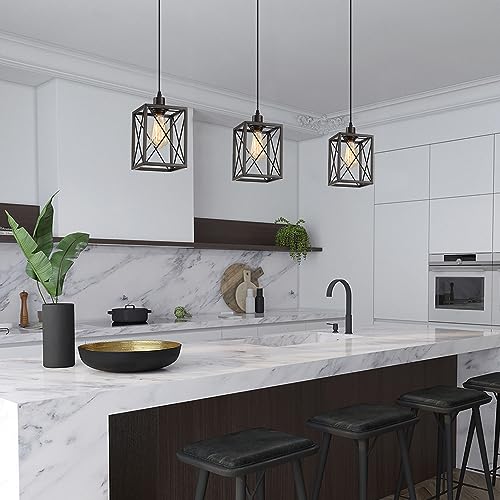 Black Modern Pendant Light - Adjustable Fixture Kitchen Island