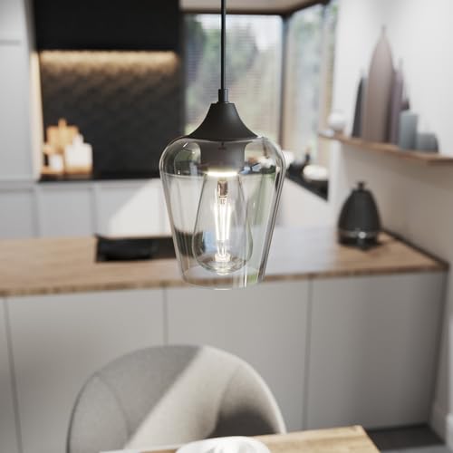 VONLUCE Black Pendant Light with Clear Glass Shade
