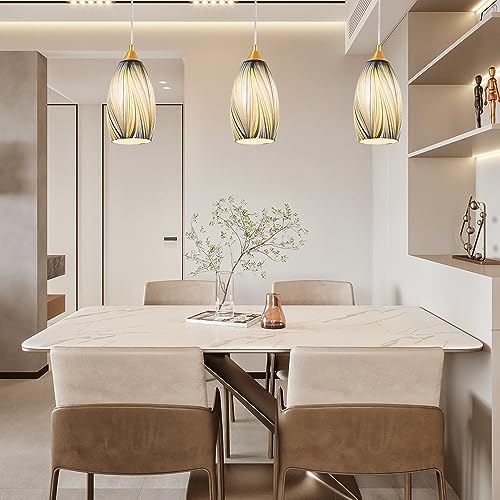 Blue Hand-Blown Art Glass Pendant Lights for Kitchen