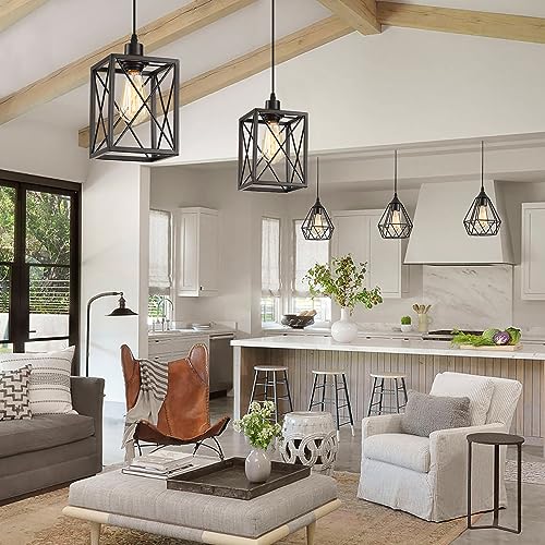 Black Modern Pendant Light - Adjustable Fixture Kitchen Island