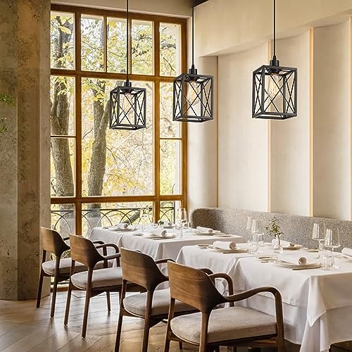 Black Modern Pendant Light - Adjustable Fixture Kitchen Island
