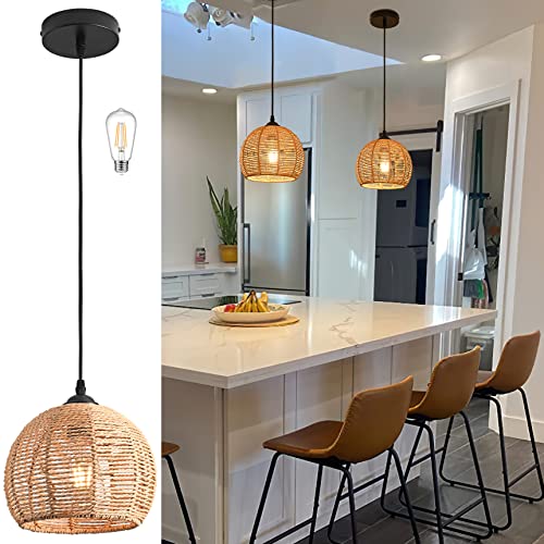 AyshwillDec Mini Hemp Rope Woven Pendant Chandelier