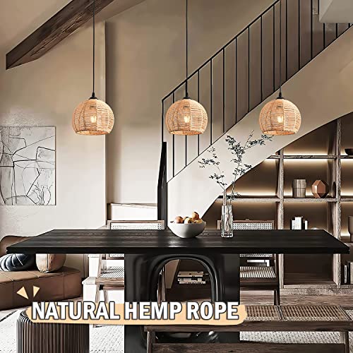 AyshwillDec Mini Hemp Rope Woven Pendant Chandelier