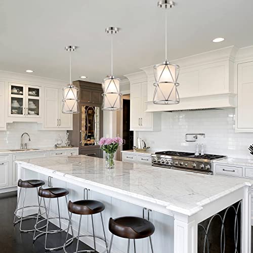 Brushed Nickel Pendant Lights with Frosted Glass - Modern