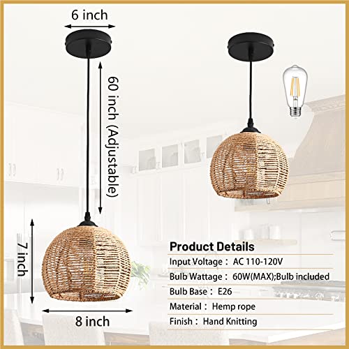AyshwillDec Mini Hemp Rope Woven Pendant Chandelier