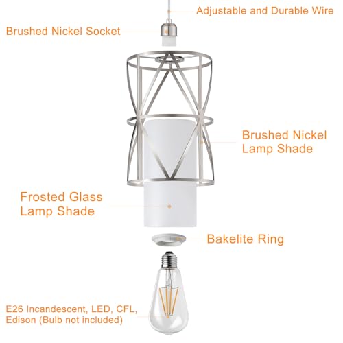 Brushed Nickel Pendant Lights with Frosted Glass - Modern