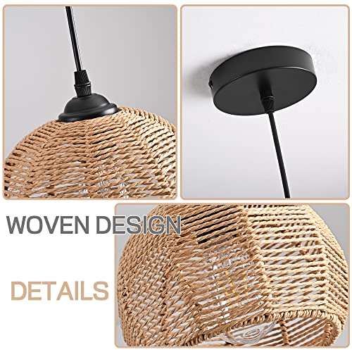 AyshwillDec Mini Hemp Rope Woven Pendant Chandelier