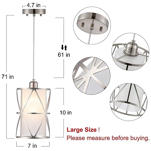 Brushed Nickel Pendant Lights with Frosted Glass - Modern