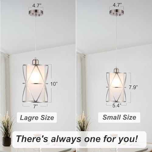 Brushed Nickel Pendant Lights with Frosted Glass - Modern