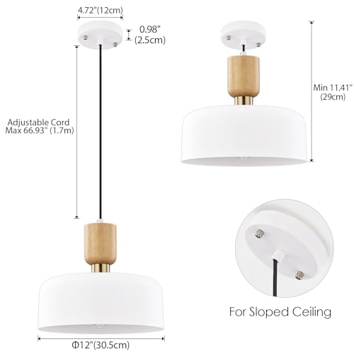 TeHenoo Modern Wood and Brass Pendant Lighting - White