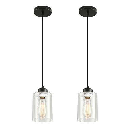 Set of 2 Modern Black Farmhouse Pendant Lights