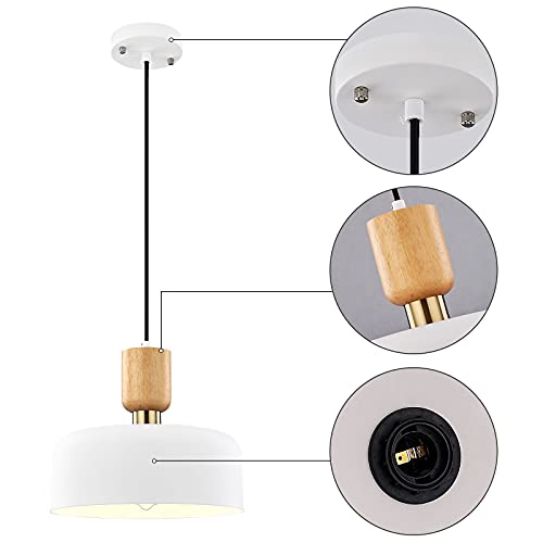 TeHenoo Modern Wood and Brass Pendant Lighting - White