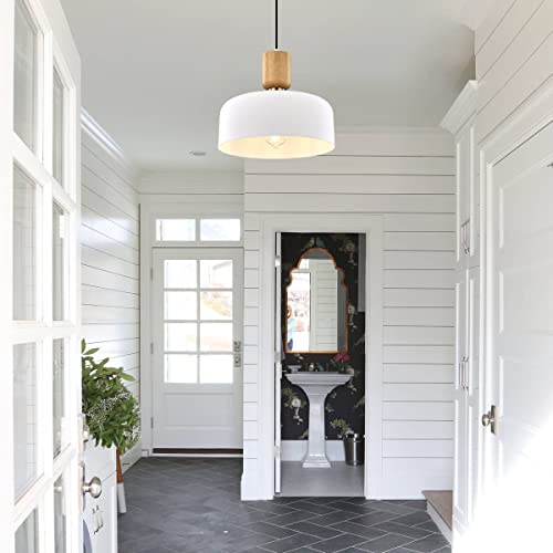 TeHenoo Modern Wood and Brass Pendant Lighting - White