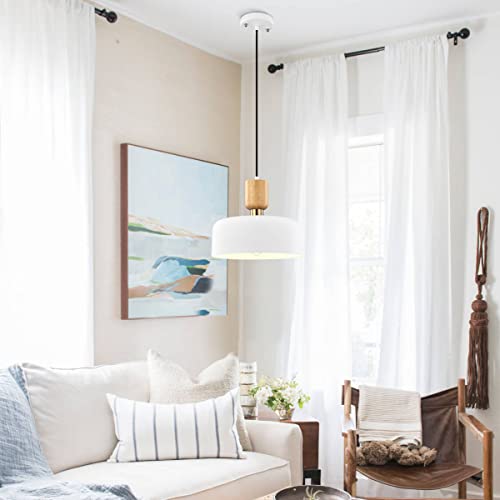 TeHenoo Modern Wood and Brass Pendant Lighting - White