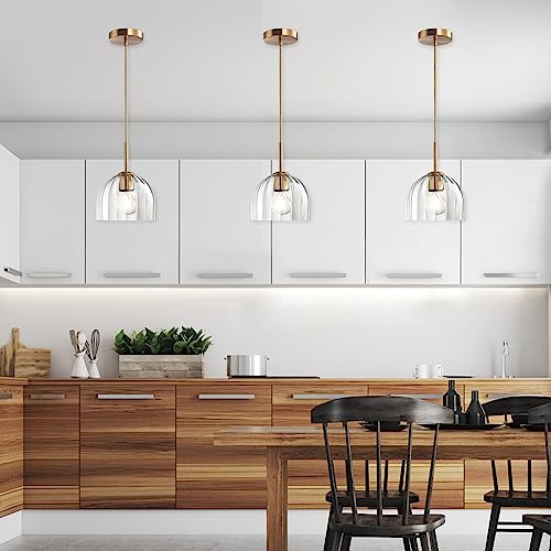Bell Shape Pendant Light with Brushed Brass Finish