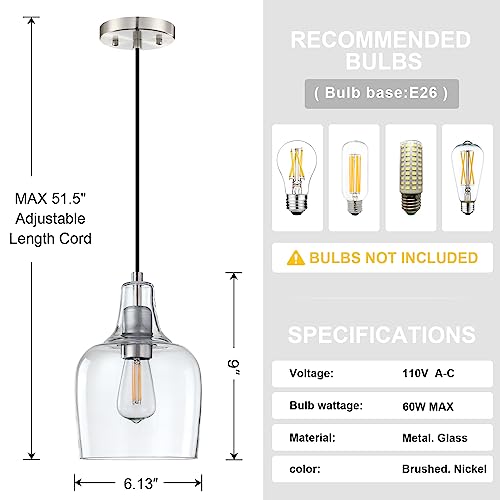 Modern Farmhouse Glass Pendant Lights for Kitchen Island
