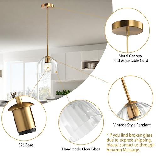 Bell Shape Pendant Light with Brushed Brass Finish