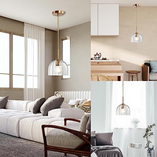 Bell Shape Pendant Light with Brushed Brass Finish