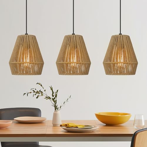 3 Pack Modern Boho Woven Pendant Lights 7