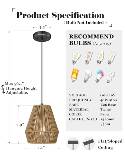 3 Pack Modern Boho Woven Pendant Lights 7