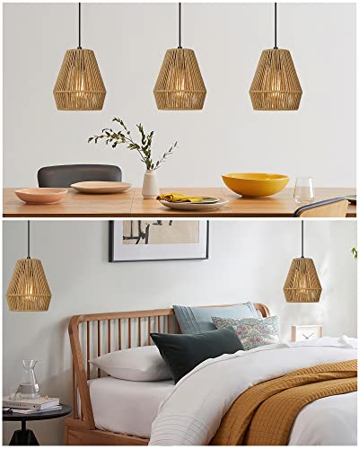 3 Pack Modern Boho Woven Pendant Lights 7
