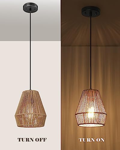 3 Pack Modern Boho Woven Pendant Lights 7