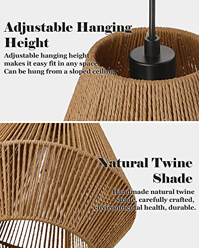 3 Pack Modern Boho Woven Pendant Lights 7
