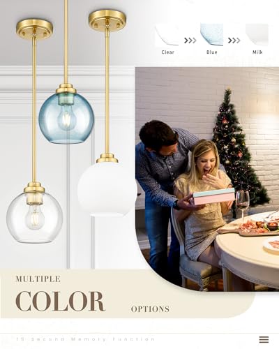 Brushed Gold Pendant Light with Clear Glass Globe