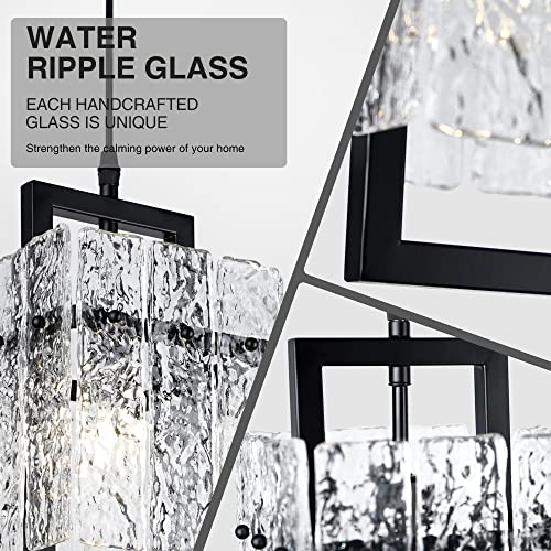 Black Crystal Pendant Light for Kitchen Island, Modern Elegant
