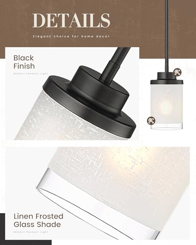 Matte Black Pendant Lights for Kitchen Island 2-Pack