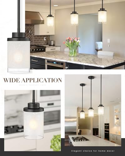 Matte Black Pendant Lights for Kitchen Island 2-Pack