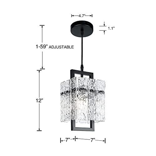Black Crystal Pendant Light for Kitchen Island, Modern Elegant
