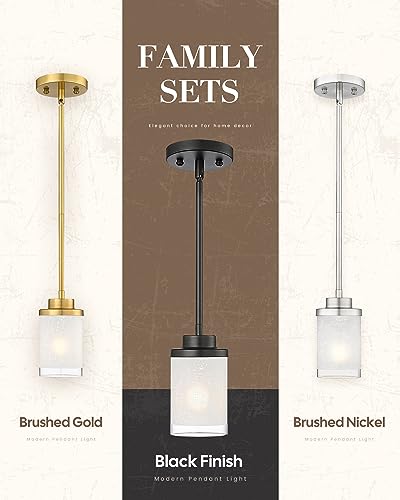 Matte Black Pendant Lights for Kitchen Island 2-Pack