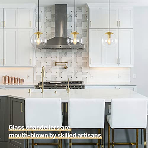 6" Modern Globe Pendant Light Clear Glass Brass Finish