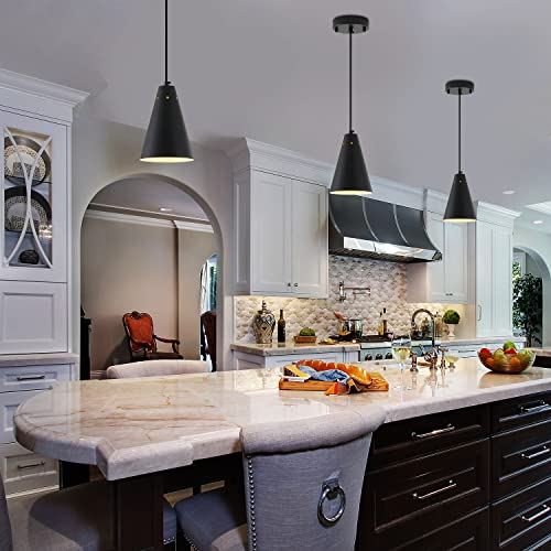 Industrial Black Pendant Lights 3-Pack for Kitchen Island
