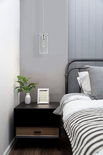 Large Brushed Nickel Pendant Lights with Clear Glass