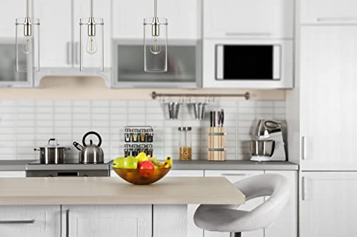 Large Brushed Nickel Pendant Lights with Clear Glass